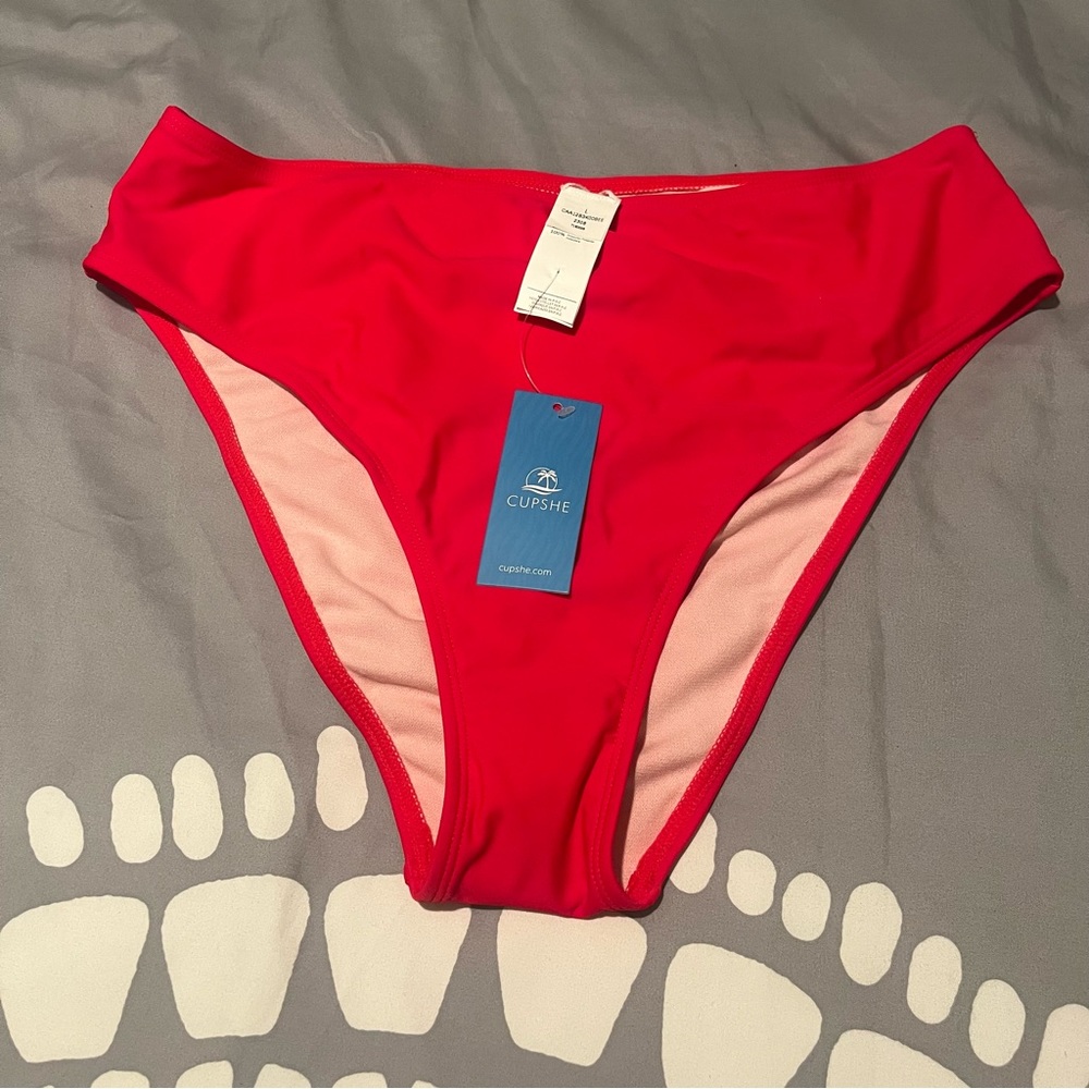 NWT Cupshe Emerge | High Waist Bikini Bottoms | Red | Size Large